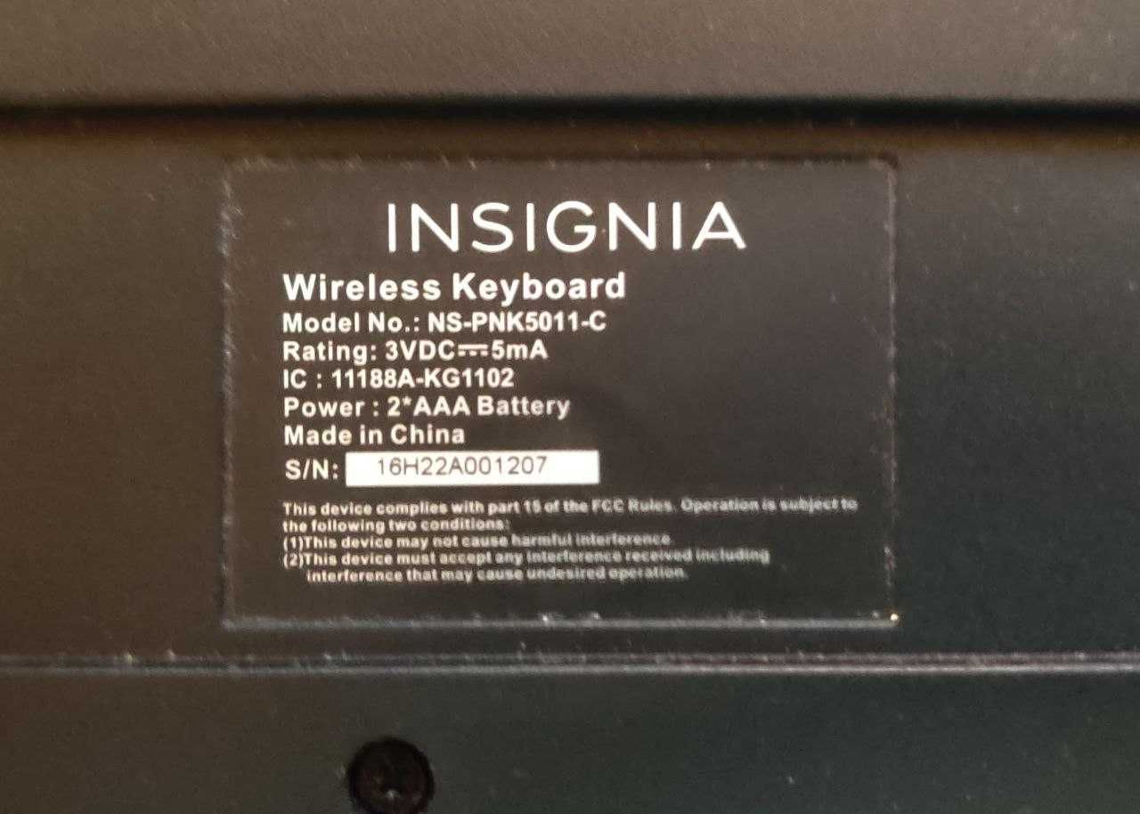 Клавиатура беспроводная Insignia (на запчасти)