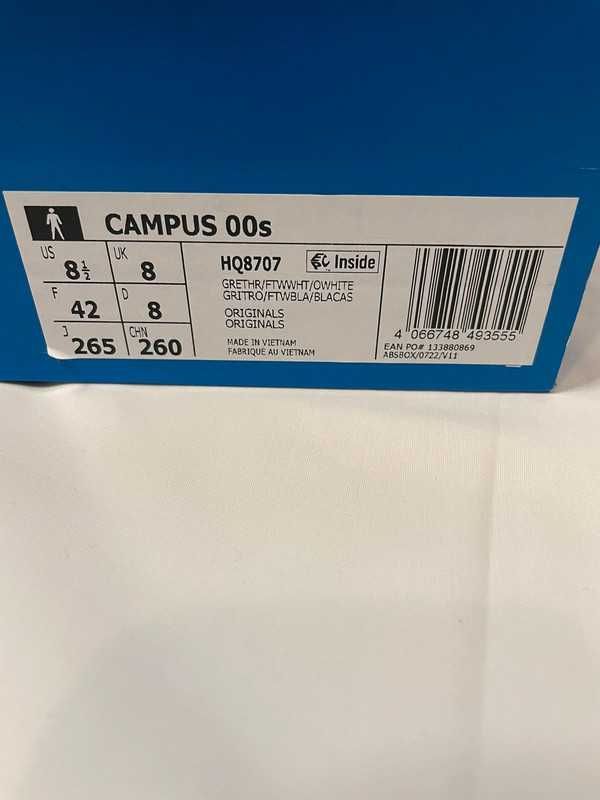 Adidas Campus 00s Grey White 42 Oryginalny nowy