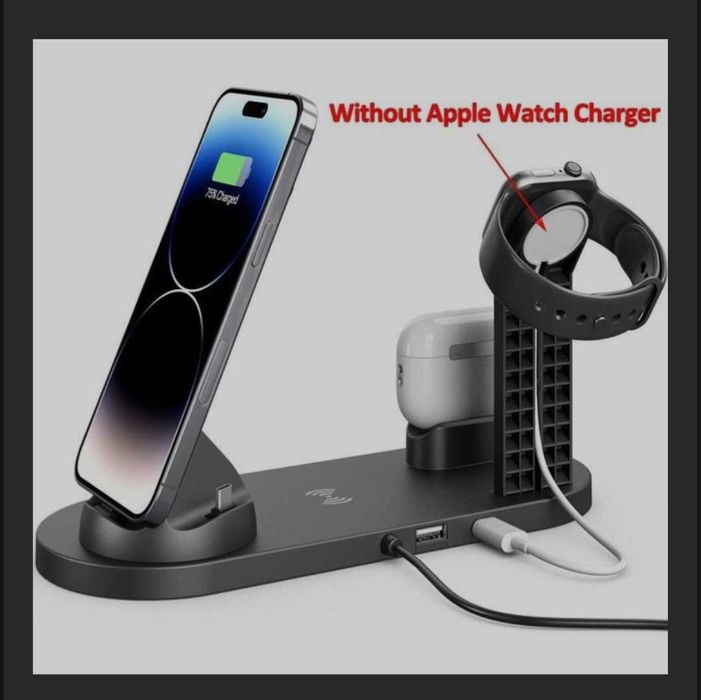 Настільна зарядна станція для телефону/навушників/бездротова зарядка