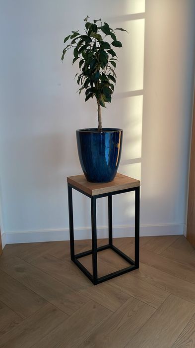 Kwietnik loft,Stojak na kwiaty, półka dąb