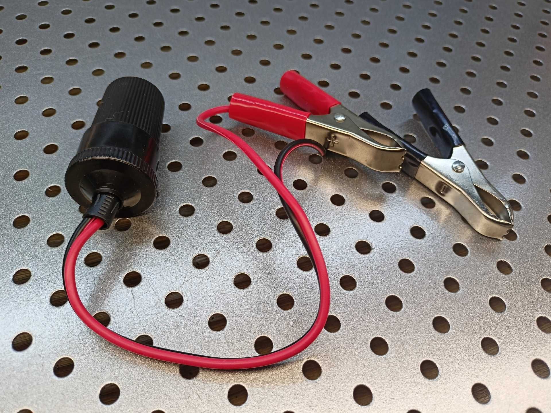 adapter gniazdo zapalniczki samochodowej z krokodylkami, adaptor 12V