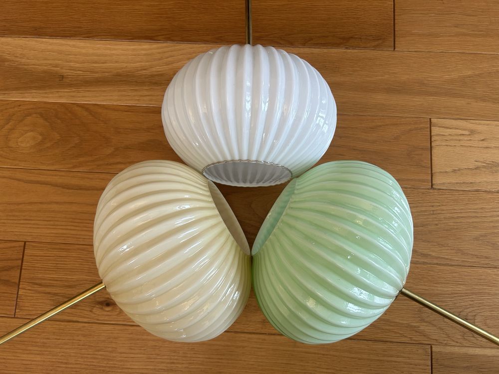 Stara lampa art deco szklany klosz żyrandol