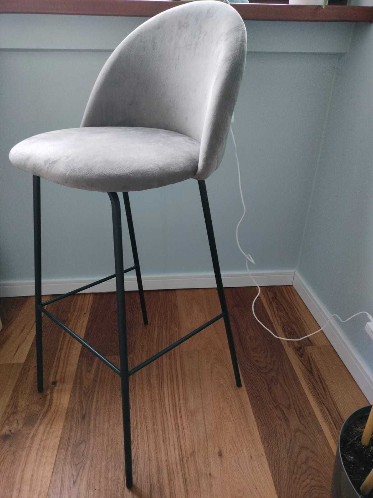 Hoker/Krzesło barowe GRINDSTED aksamit szary/czarny