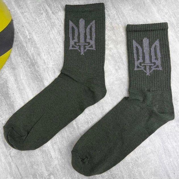 Шкарпетки хакі з тризубом 12 пар, розмір 42-45