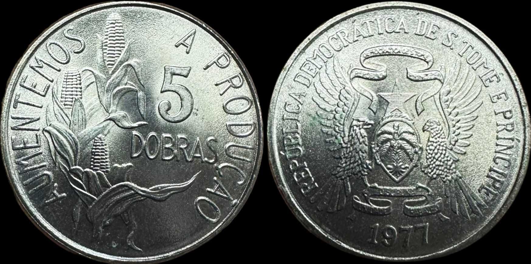 Moeda de 5 Dobras - 1977 - São Tome e Príncipe - FAO