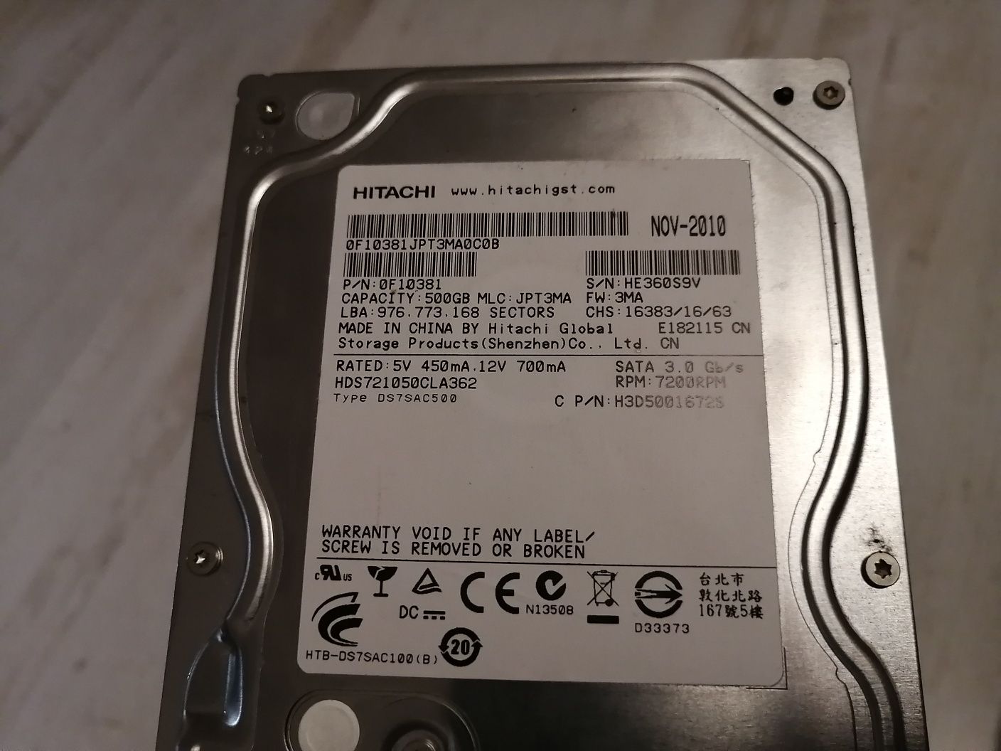 Жесткий диск Hitachi 500gb