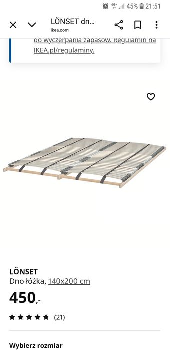 Stelaż IKEA do łóżka 140 x 200