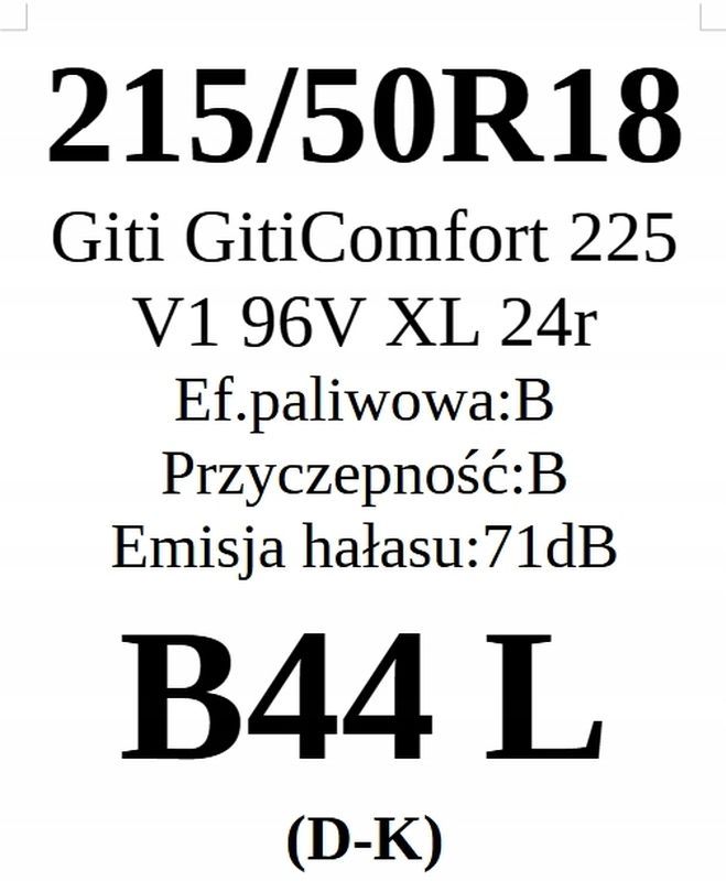 4x 215/50r18 Giti GitiComfort 225 V1 B/B/71dB 3 lata gwar.