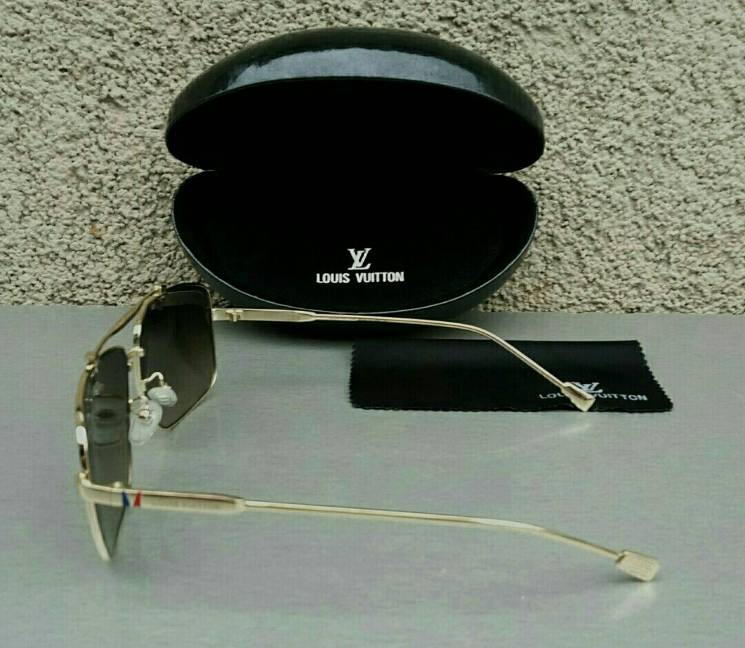 Louis Vuitton стильные мужские очки коричневый градиент в золот металл