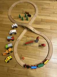 Tory drewniane+pociągi+samochodziki