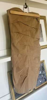 Brązowa obcisła sukienka Asos 36 S jasnobrązowa minisukienka
