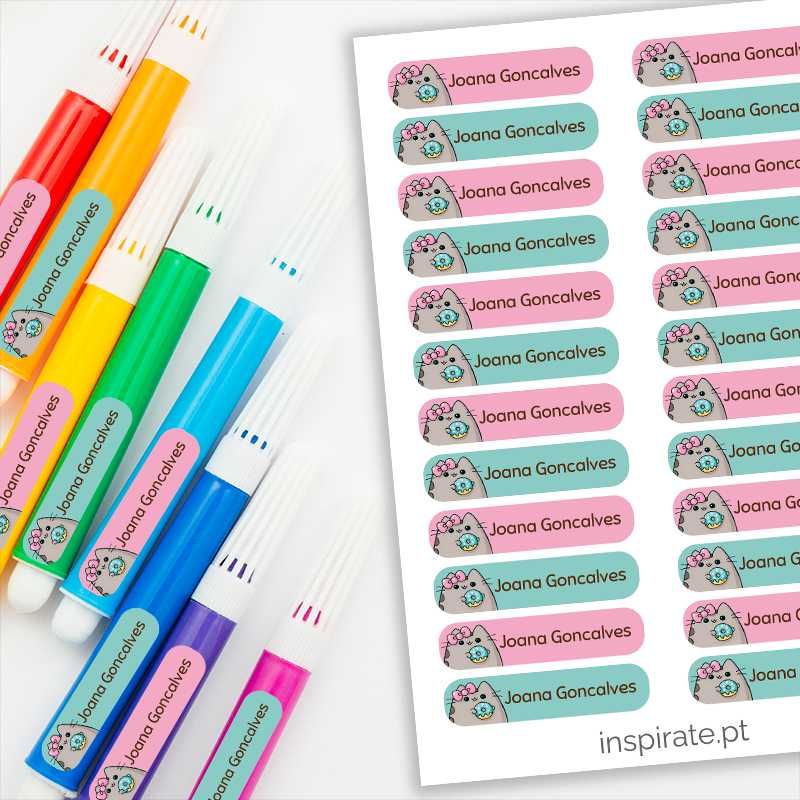Etiquetas Escolares Personalizadas Pusheen