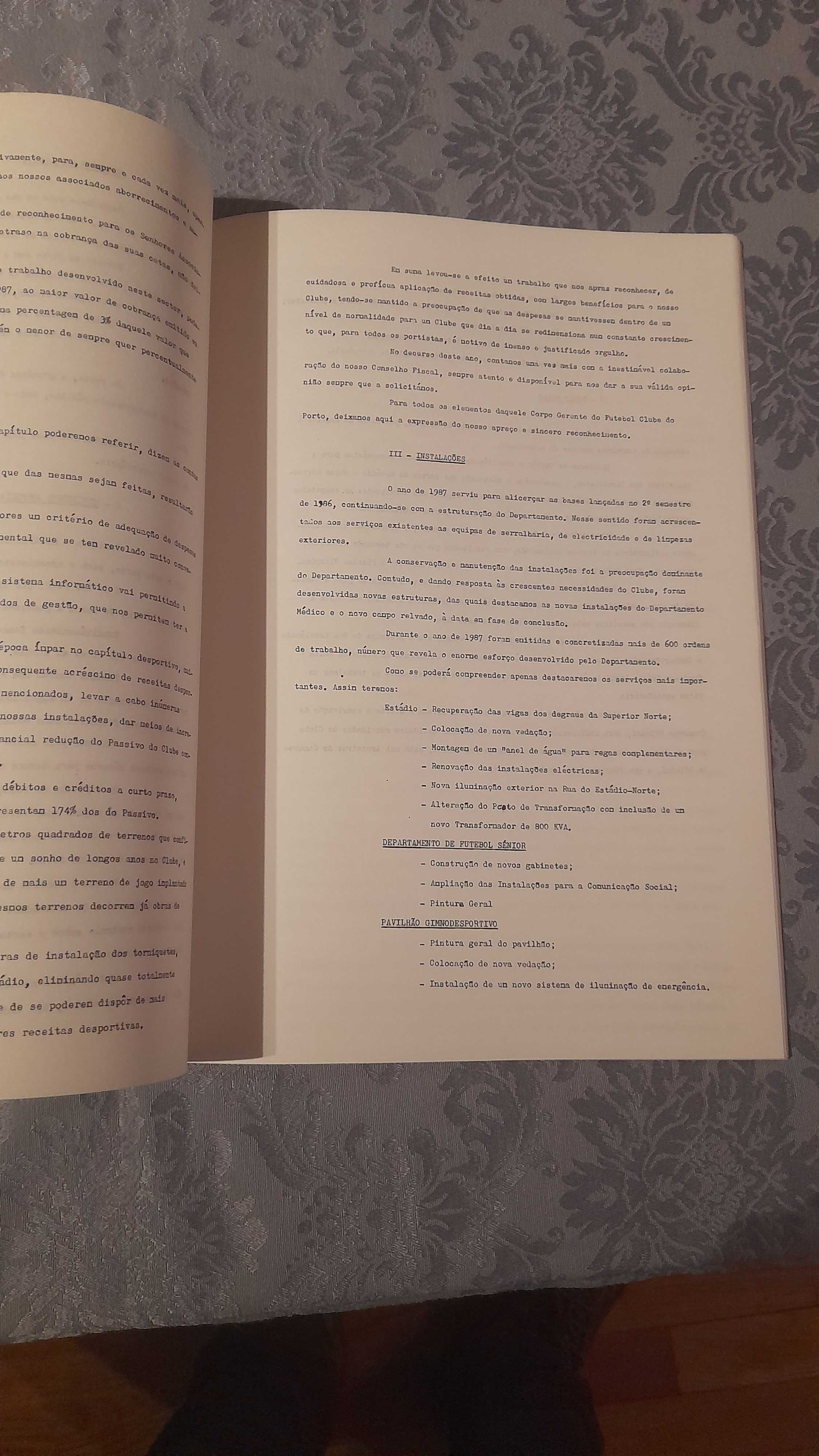 Raríssimo relatório e contas  Futebol Clube Porto 1987