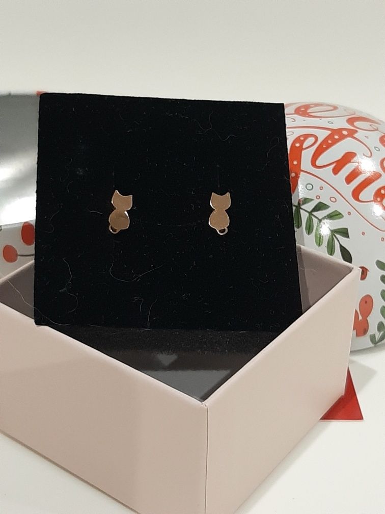 Brincos dourados Gatos em Aço