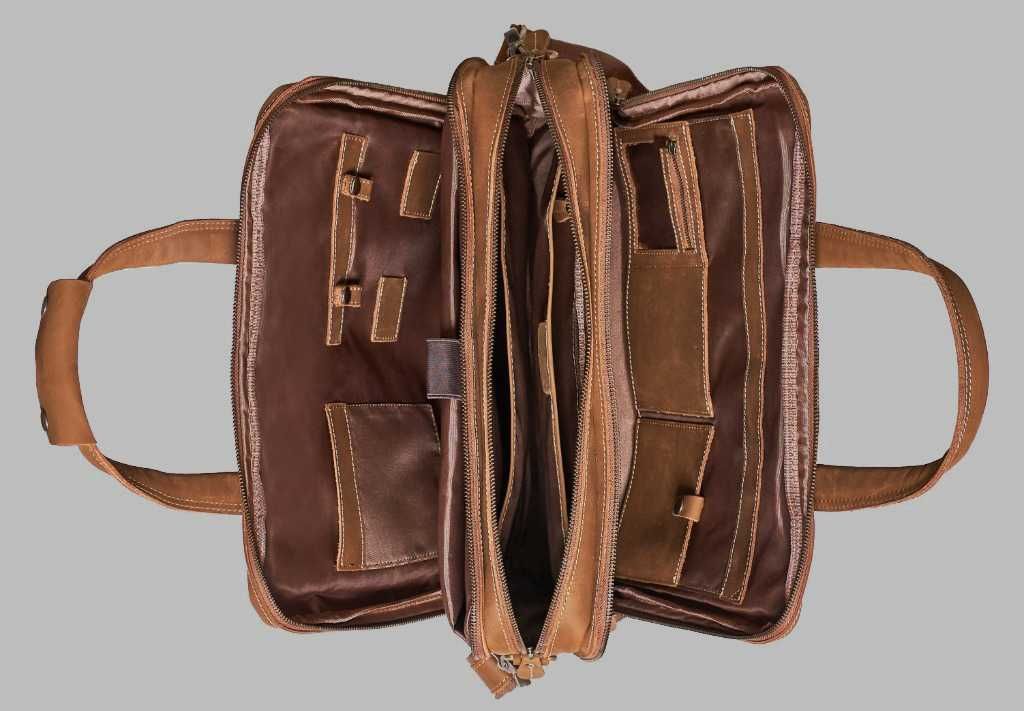 Torba męska skórzana na laptopa Duża jasny brąz Luxorro