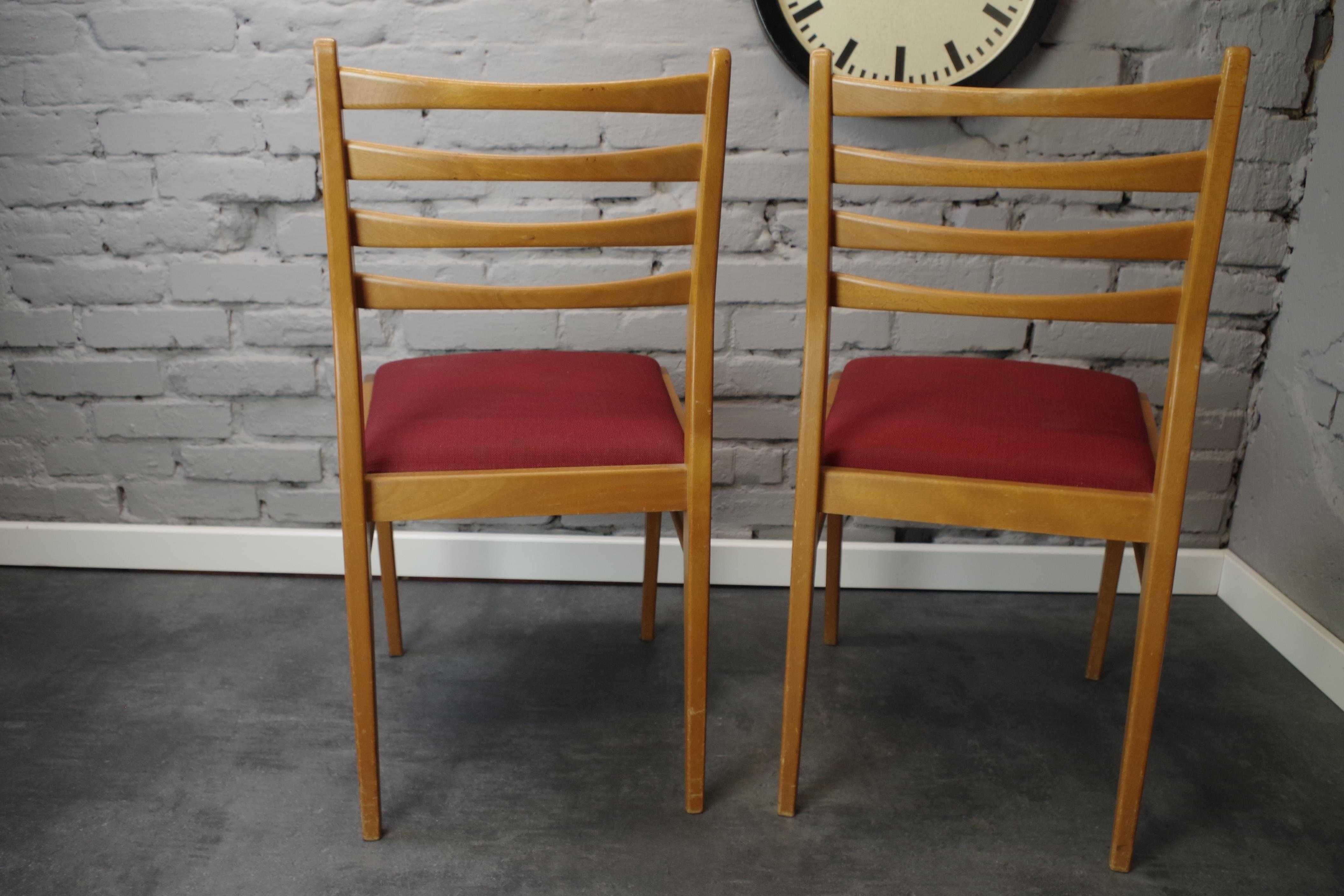 Krzesła drewniane stołowe Benze Sitzmobel Niemc lata 70