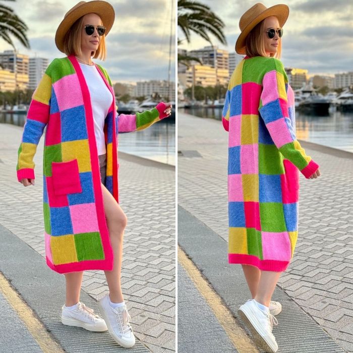 KARDIGAN damski patchwork nowość Sploty