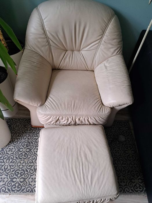 fotel skórzany Kler z pufą
