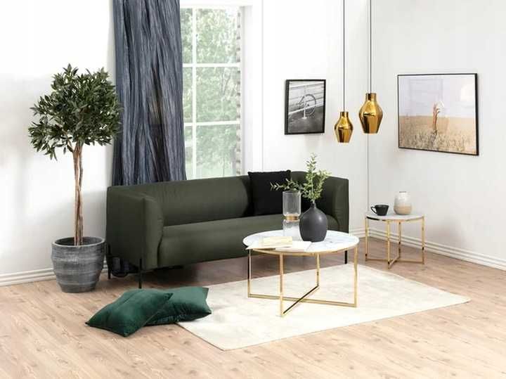 Stolik kawowy Actona Alisma 80x80x45cm wzór biały marmurek + złoty