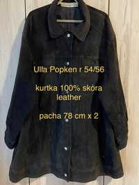 Ulla Popken r 54/ 56 damska czarna kurtka skóra skórzana Vintage plus