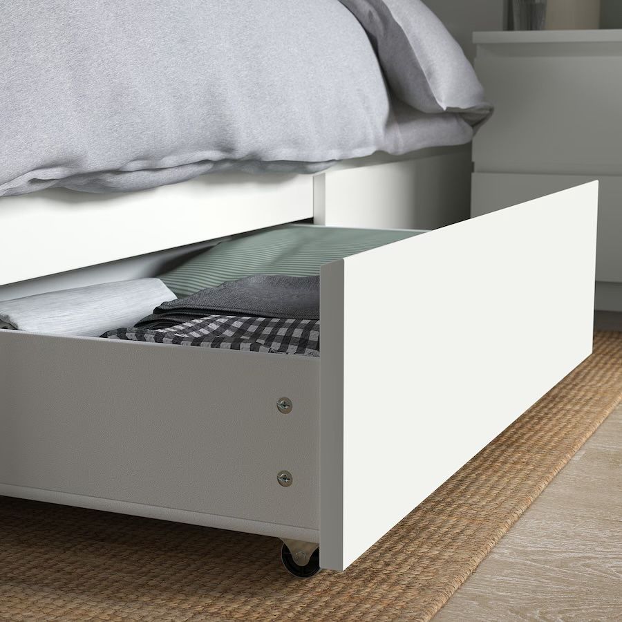 Ikea łóżko MALM + dno łóżka + MALM 2xpojemnik