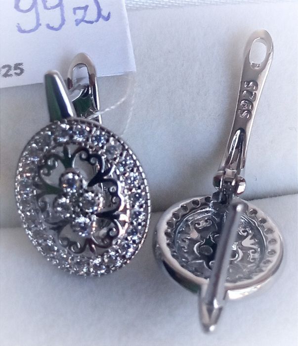 S925 Srebro Srebrne Luksusowe Ekskluzywne Klasyczne Ażurowe Kolczyki