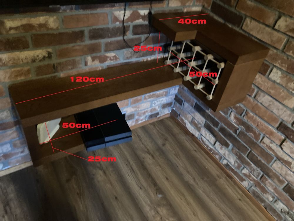 Półka szafka ścienna wisząca modułowa pod telewizor narożna rtv loft