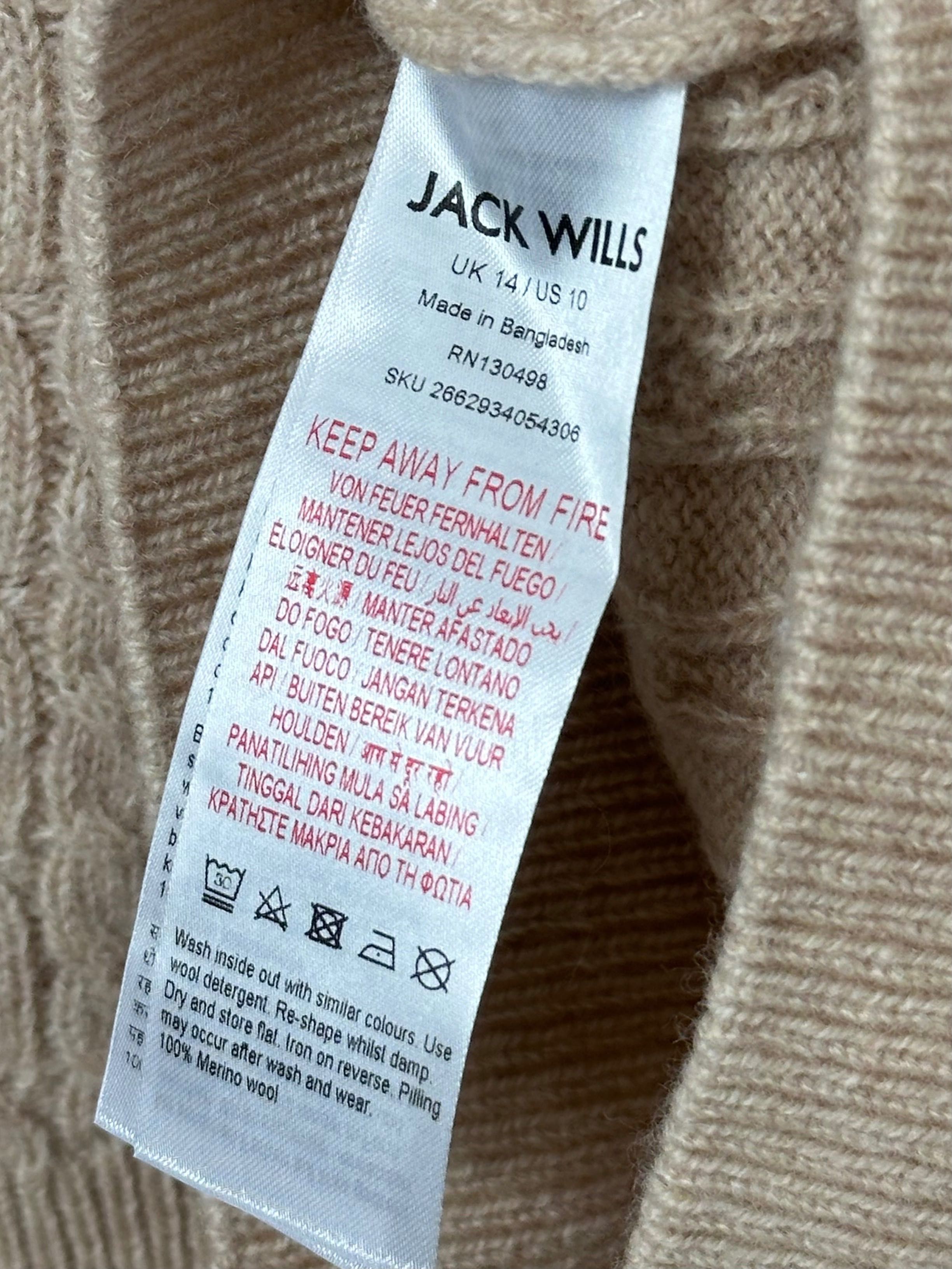 Damski wełniany sweter ze splotem warkoczowym Jack Wills