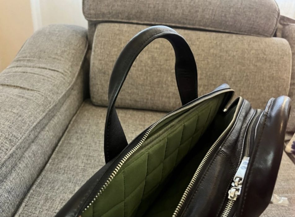 Knomo London Warwick 15 “Leather Laptop bag” Black