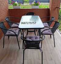 Садовий комплект стіл 70*120 см + стільці ротанг в кафе терасу балкон