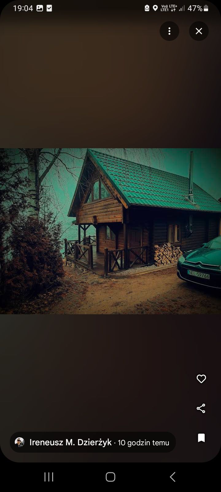 Domek nad jeziorem  na Mazurach Caloroczny Kominek linia brzegowa