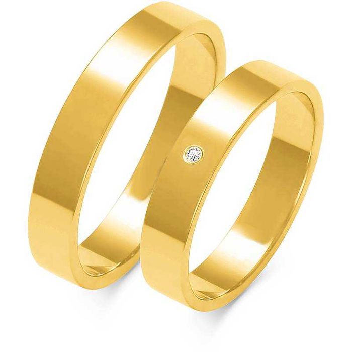 Obrączki złote klasyczne płaskie  4mm p:585 z Diamentem Grawer w cenie