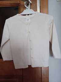 Biały/kremowy sweterek rozpinany dla dziewczynki H&M rozmiar 86