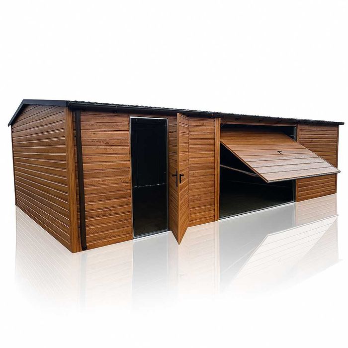 Garaż Blaszany 8x5m Dach Dwuspadowy Złoty Dąb PREMIUM Montaż Gratis
