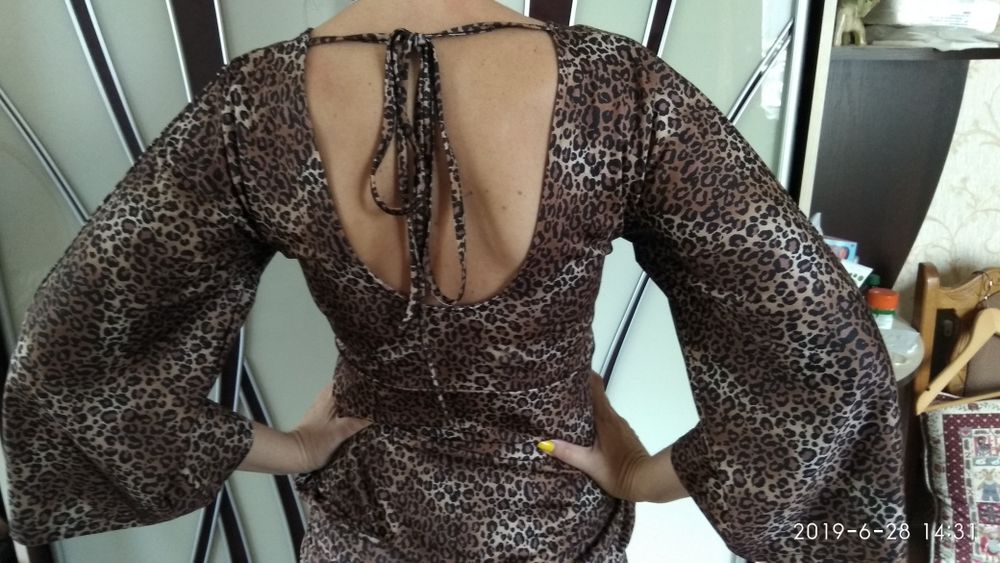 Туника леопард нарядная размер 46