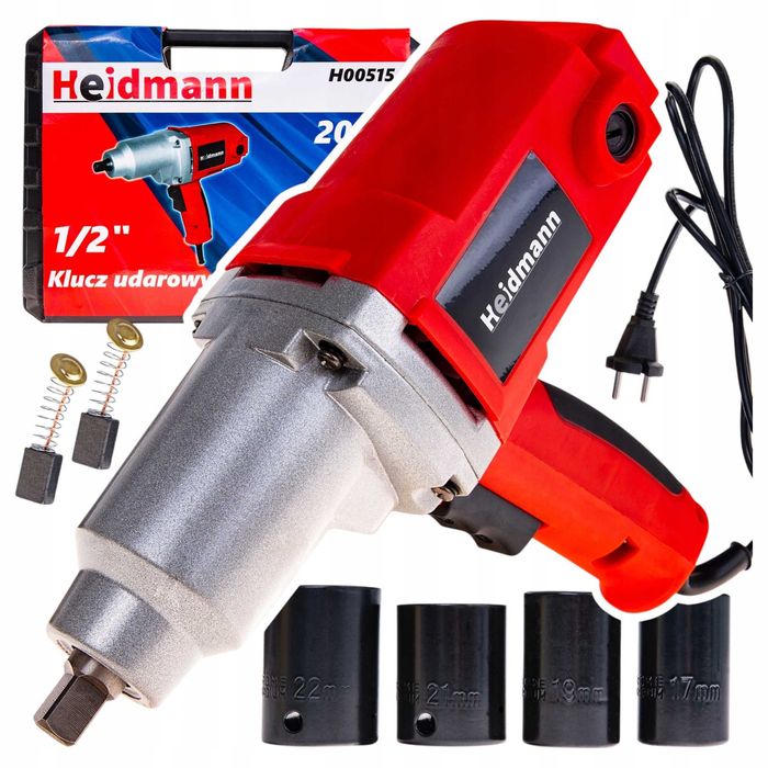 Klucz udarowy elektryczny do kół 2000W 1/2" 800Nm + NASADKI MOCNY