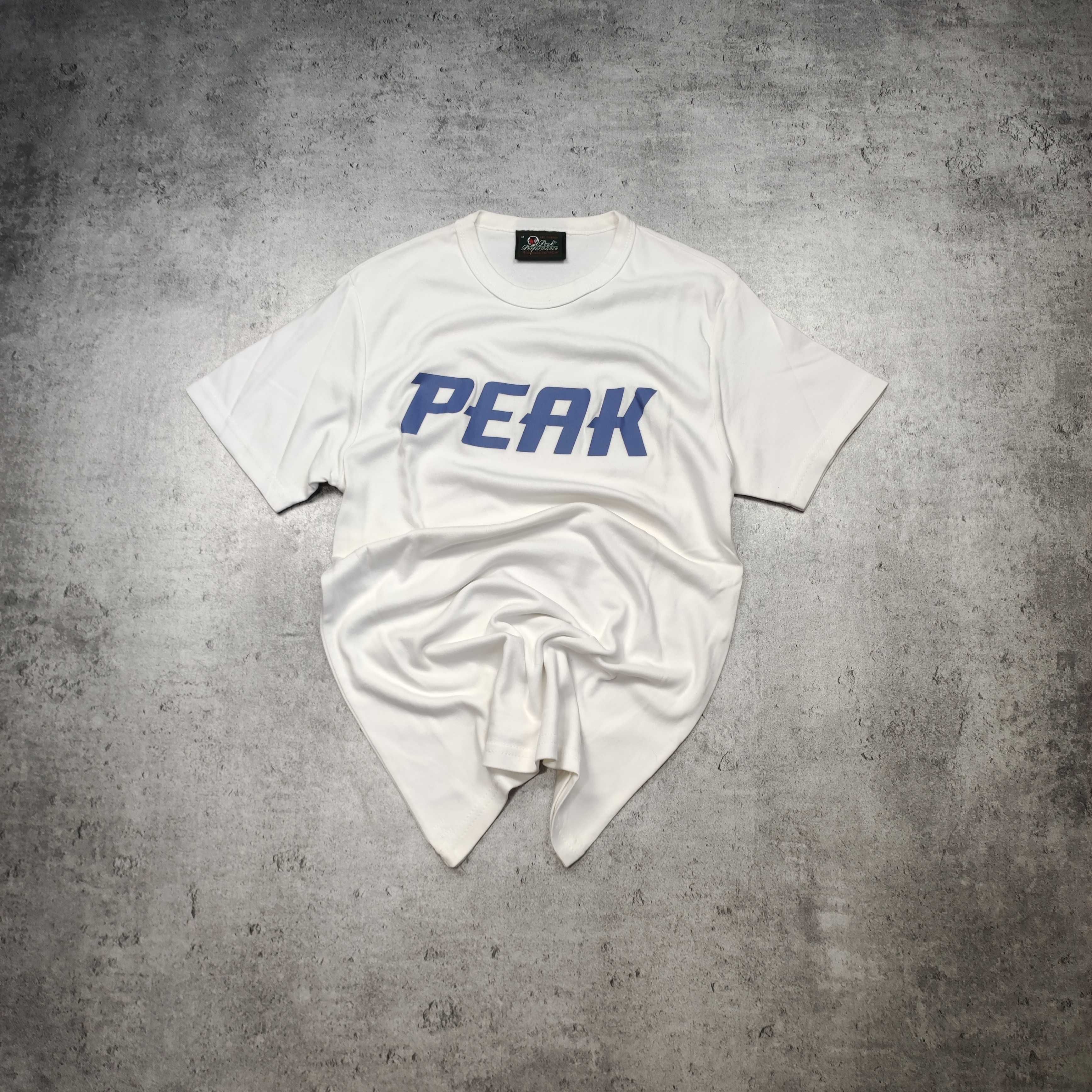 MĘSKA Koszulka PEAK Performance Biała Klasyczna Trekking Duże Logo