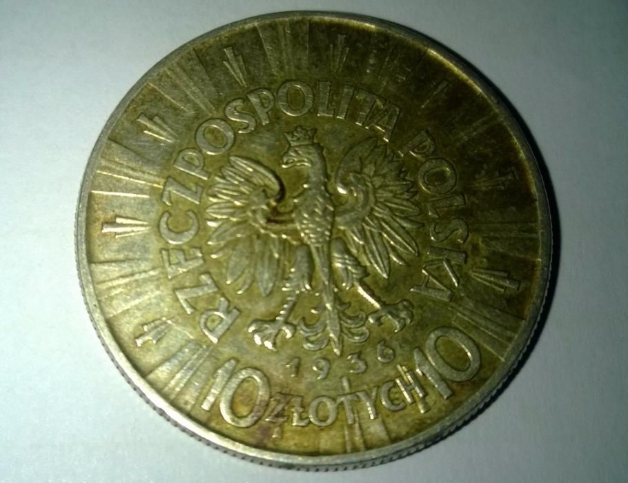 SREBRNA MONETA JÓZEF PIŁSUDSKI 10zł 1936r srebro Kolekcjonerska Zabytk