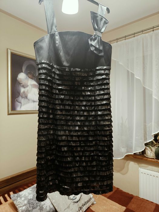 Czarno srebrna sukienka na sylwestra rozmiar 44