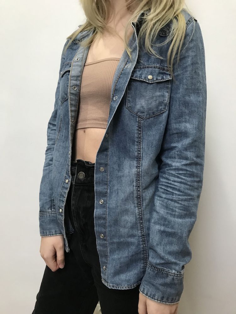 Dżinsowa koszula denim na napy H&M S 36