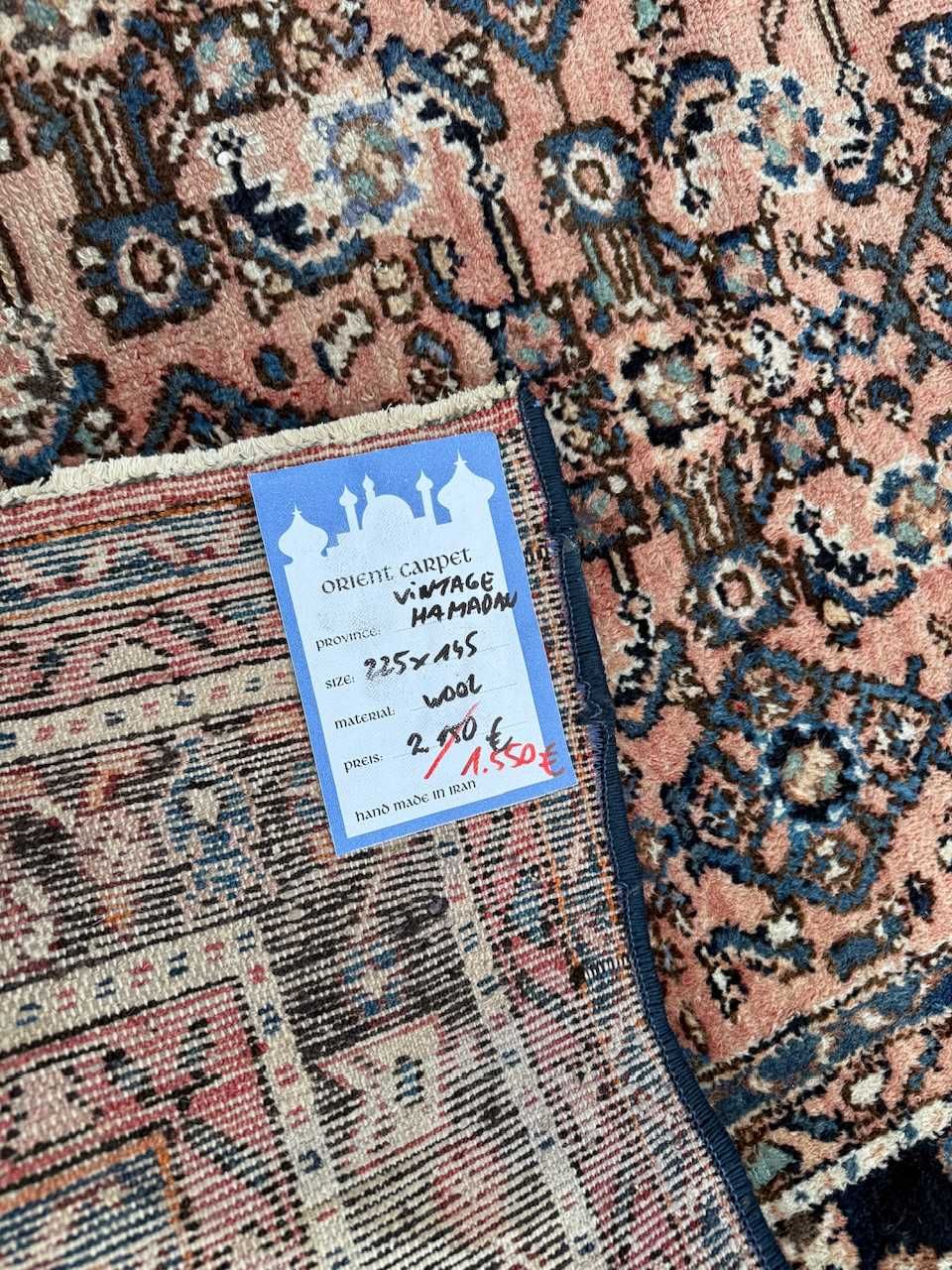 Vintage wełniany dywan perski r.tkany Iran Hamadan 225x145 gal. 9 tys