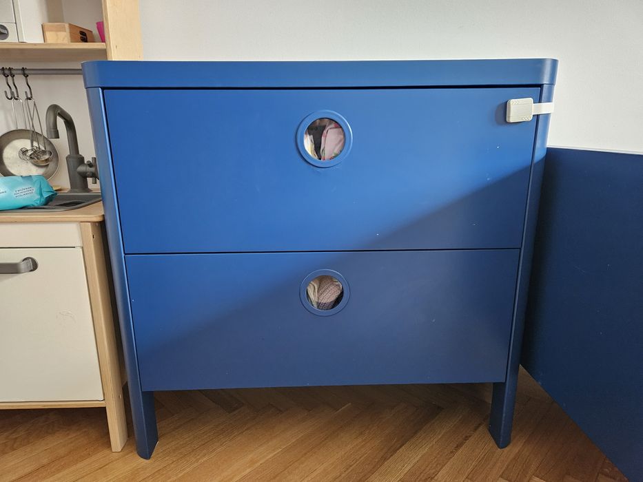 Komplet mebli dziecięcych ikea busunge łóżko rozsuwane rosnące szafa