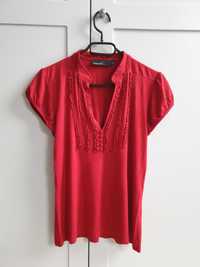 Bluzka Kappahl t-shirt czerwona świąteczna z falbankami rozmiar 36 38