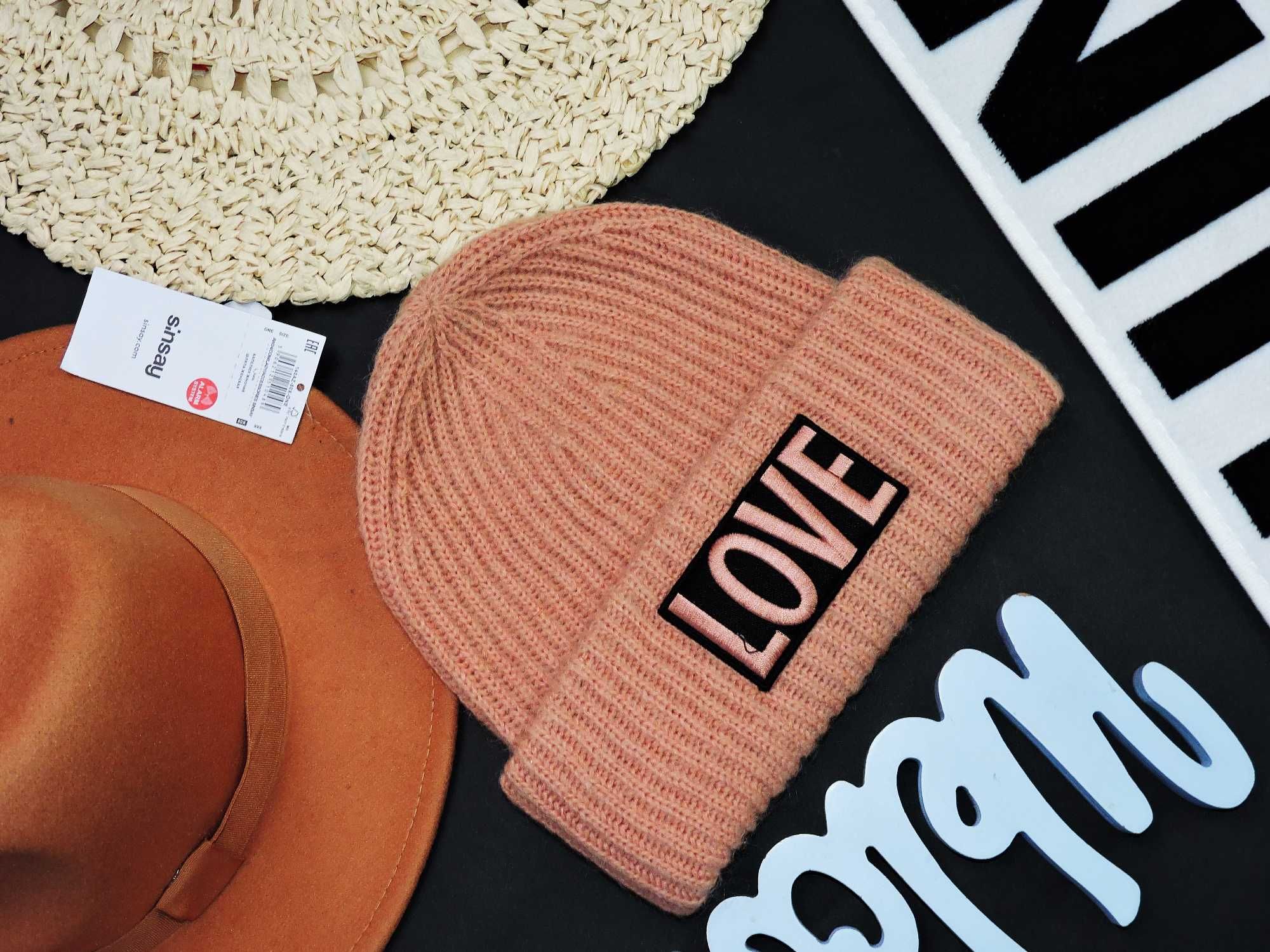 H&M Czapka beanie Love wełna moher