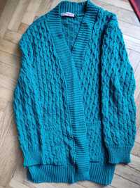 Sweter ażurowy kolor morski