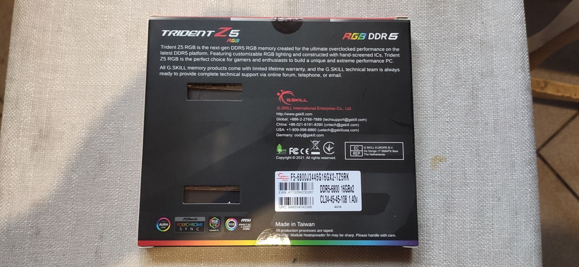 Память G.Skill 32 GB (2x16GB) DDR5  6800Mhz Trident Z5 RGB Black