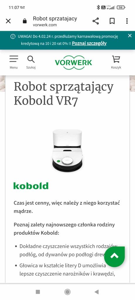 Robot sprzątający Kobolt VR7