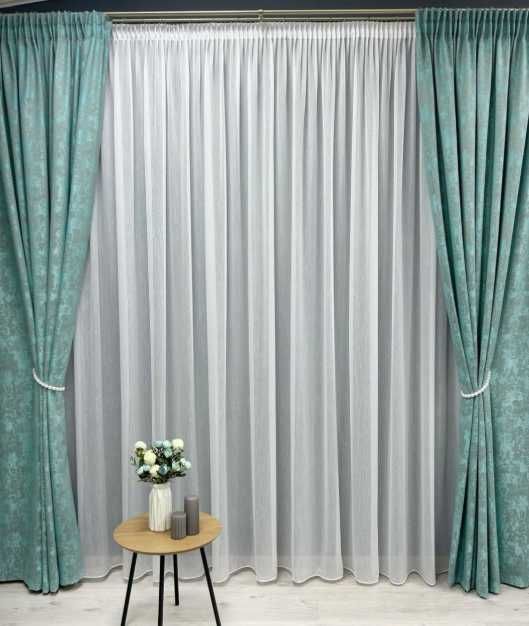 комплект штор мармур м'ята блакитний 150\270 см