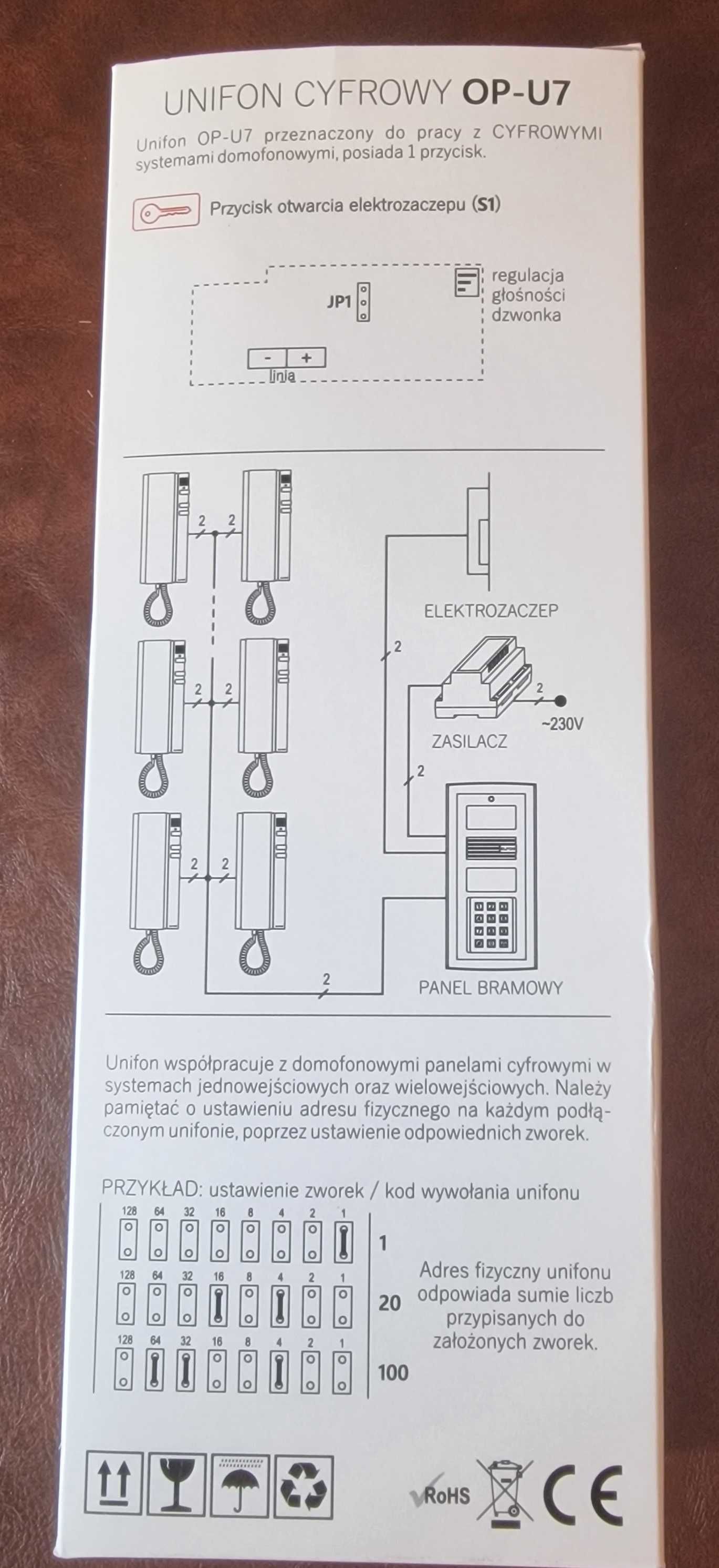 Unifon cyfrowy OP-U7, urządzenie lokatorskie domofonu ELFON biały