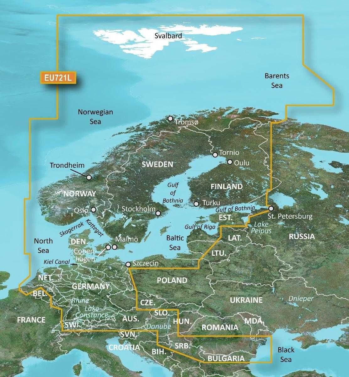 Garmin Mapa VEU721L BlueChart g3 Vision - Europa Północna, Skandynawia